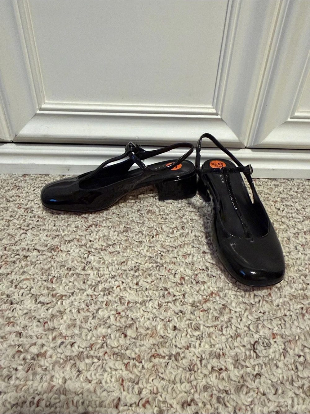 Marc Fisher Black Patent Slingback Low Block Heel Pumps